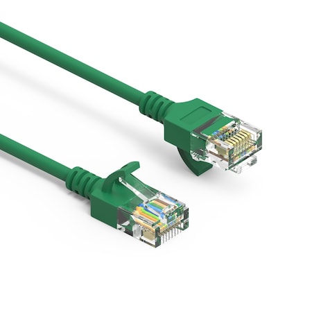 CAT6A UTP Slim Ethernet Network Booted Cable 28AWG- 10ft- Green